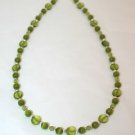 Sterling Silver & Olivine Green Glass Beaded Necklace