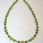 Sterling Silver & Olivine Green Glass Beaded Necklace