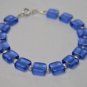 Sterling Silver & Blue Square Glass Beaded Bracelet
