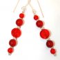 Sterling Silver Bright Red Glass Bead Handmade Bracelet