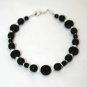 Sterling Silver & Black Glass Beaded Earrings