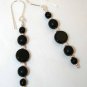 Sterling Silver & Black Glass Beaded Earrings