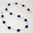 Sterling Silver & Cobalt Blue Glass Beaded Necklace
