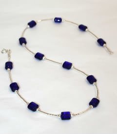 Sterling Silver & Cobalt Blue Glass Beaded Necklace