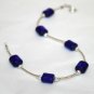 Sterling Silver & Cobalt Blue Glass Beaded Necklace