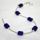 Sterling Silver & Cobalt Blue Glass Beaded Bracelet