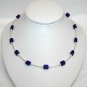 Sterling Silver & Cobalt Blue Glass Beaded Bracelet