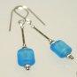 Sterling Silver & Aqua Glass Beaded Earrings
