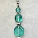 Sterling Silver & Teal Glass Pendant Bead Necklace