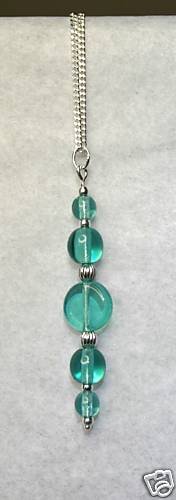 Sterling Silver & Teal Glass Pendant Bead Necklace