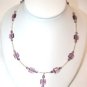 Sterling Silver & Light Amethyst  SquareBeaded Earrings