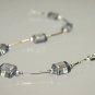 Sterling Silver & Grey Glass Beaded Bracelet