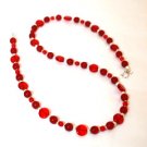 Sterling Silver Bright Red Glass Bead Handmade necklace