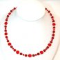 Sterling Silver Bright Red Glass Bead Handmade necklace