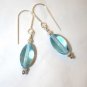 Sterling Silver Aquamarine Blue Oval Glass Bracelet