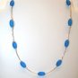 Sterling Silver Matt Turquoise Blue Oval Glass Earrings