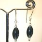 Sterling Silver Montana Dark Blue Oval Glass Earrings