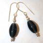 Sterling Silver Montana Dark Blue Oval Glass Earrings