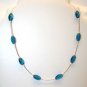 Sterling Silver Indicolite Blue Oval Glass Necklace