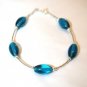 Sterling Silver Indicolite Blue Oval Glass Bracelet