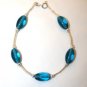 Sterling Silver Indicolite Blue Oval Glass Bracelet