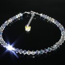 .925 Sterling Silver Crystal Heart Butterfly Anklet MADE WITH SWAROVSKI ELEMENTS