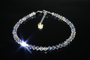 .925 Sterling Silver Crystal Heart Butterfly Anklet MADE WITH SWAROVSKI ELEMENTS