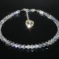 .925 Sterling Silver Crystal Heart Butterfly Anklet MADE WITH SWAROVSKI ELEMENTS