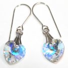 .925 Sterling Silver Crystal AB Heart Earrings made with SWAROVSKI ELEMENTS