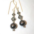 .925 Sterling Silver Dark Grey Pearlb Earrings made with SWAROVSKI ELEMENTS