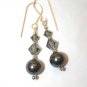 .925 Sterling Silver Dark Grey Pearlb Earrings made with SWAROVSKI ELEMENTS