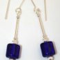 Sterling Silver & Cobalt Blue Glass Beaded Earrings