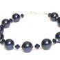 .925 Sterling Silver Navy Indigo Pearls Crystals made with SWAROVSKI ELEMENTS