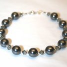 .925 Sterling Silver Dark Pearl Crystal Bracelet made with SWAROVSKI ELEMENTS