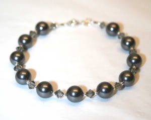 .925 Sterling Silver Dark Pearl Crystal Bracelet made with SWAROVSKI ELEMENTS