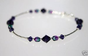 .925 Sterling Silver Bracelet Purple Green Crystal made with SWAROVSKI ELEMENTS