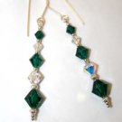 .925 Sterling Silver Earrings Emerald Green Crystal made with SWAROVSKI ELEMENTS