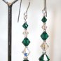 .925 Sterling Silver Earrings Emerald Green Crystal made with SWAROVSKI ELEMENTS