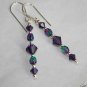 .925 Sterling Silver Purple Green Crystal Earrings made with SWAROVSKI ELEMENTS
