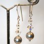 .925 Sterling Silver Grey Pearl Crystal Earrings made with SWAROVSKI ELEMENTS