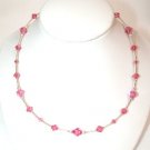 .925 Sterling Silver Rose Pink Crystal Necklace made with SWAROVSKI ELEMENTS