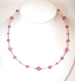 .925 Sterling Silver Rose Pink Crystal Necklace made with SWAROVSKI ELEMENTS