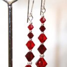 .925 Sterling Silver Siam Red Crystal Earrings made with SWAROVSKI ELEMENTS