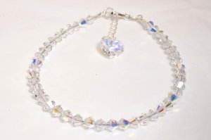 .925 Sterling Silver Crystals AB Heart Bracelet made with SWAROVSKI ELEMENTS