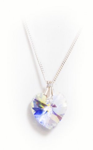 .925 Sterling Silver & Crystal AB Heart Pendant made with SWAROVSKI ELEMENTS