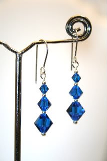 .925 Sterling Silver Earrings Capri Blue Crystals made with SWAROVSKI ELEMENTS