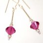 .925 Sterling Silver Fuchsia Rose Crystal Earrings made with SWAROVSKI ELEMENTS