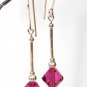 .925 Sterling Silver Fuchsia Rose Crystal Earrings made with SWAROVSKI ELEMENTS