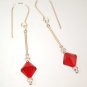 .925 Sterling Silver Light Siam Red Earrings made with SWAROVSKI ELEMENTS