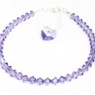 .925 Sterling Silver Tanzanite Heart Crystal Charm MADE WITH SWAROVSKI ELEMENTS